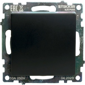 Изображение товара Переключатель встраиваемый одноклавишный перекрестный (черный) Stekker Катрин 49177