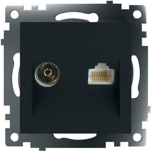 Изображение товара ТВ-розетка встраиваемая и Ethernet RJ-45 (черный) Stekker Катрин 49182