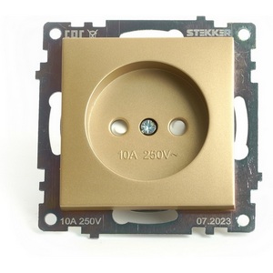 Изображение товара Розетка встраиваемая без заземления со шторками (золото) Stekker Катрин 49223