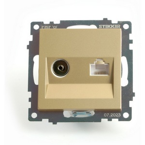 Изображение товара ТВ-розетка встраиваемая и Ethernet RJ-45 (золото) Stekker Катрин 49230