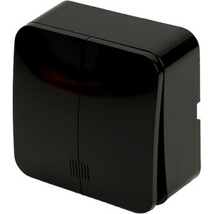 Изображение товара Выключатель накладной двухклавишный с подсветкой (черный) Stekker София 49294