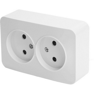 Изображение товара Розетка накладная двойная без заземления (белый) Stekker София 49303