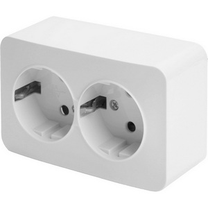 Изображение товара Розетка накладная двойная с заземлением (белый) Stekker София 49304