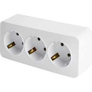 Изображение товара Розетка накладная тройная с заземлением (белый) Stekker София 49306