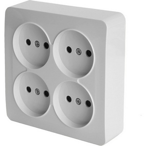 Изображение товара Розетка накладная 4-х местная без заземления (белый) Stekker София 49309