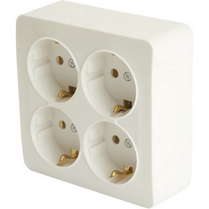 Изображение товара Розетка накладная 4-х местная с заземлением (белый) Stekker София 49310