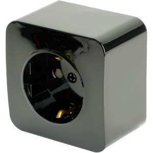 Изображение товара Розетка накладная с заземлением (черный) Stekker София 49314