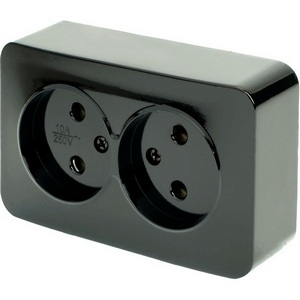 Изображение товара Розетка накладная двойная без заземления (черный) Stekker София 49315