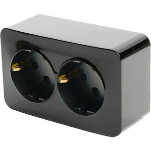 Изображение товара Розетка накладная двойная с заземлением (черный) Stekker София 49316