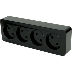 Изображение товара Розетка накладная 4-х местная без заземления (черный) Stekker София 49319