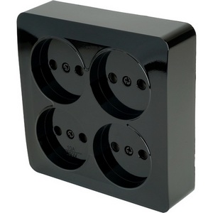 Изображение товара Розетка накладная 4-х местная без заземления (черный) Stekker София 49321