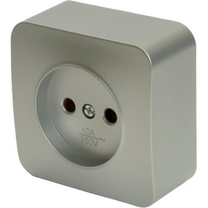 Изображение товара Розетка накладная без заземления (серебро) Stekker София 49325
