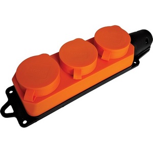 Изображение товара Розетка тройная с заземлением и крышкой (оранжевый) IP44 Stekker Одри 49405