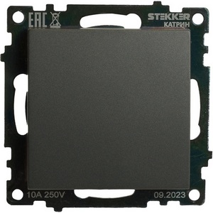 Изображение товара Переключатель встраиваемый одноклавишный перекрестный (графит) Stekker Катрин 49416