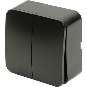Изображение товара Выключатель накладной двухклавишный (черный матовый) Stekker София 49475