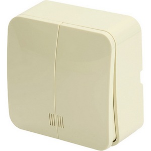 Изображение товара Выключатель накладной двухклавишный с подсветкой (слоновая кость) Stekker София 49476