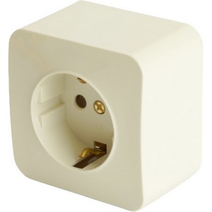 Изображение товара Розетка накладная с заземлением (слоновая кость) Stekker София 49493