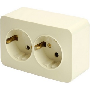 Изображение товара Розетка накладная двойная с заземлением (слоновая кость) Stekker София 49497