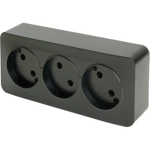 Изображение товара Розетка накладная тройная без заземления (черный матовый) Stekker София 49500