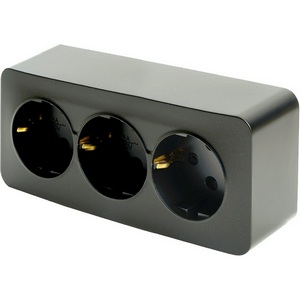 Изображение товара Розетка накладная тройная с заземлением (черный матовый) Stekker София 49502