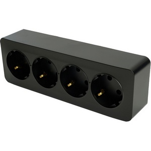 Изображение товара Розетка накладная 4-х местная с заземлением (черный матовый) Stekker София 49506