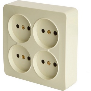Изображение товара Розетка накладная 4-х местная без заземления (слоновая кость) Stekker София 49507