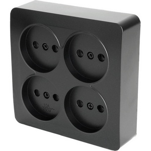 Изображение товара Розетка накладная 4-х местная без заземления (черный матовый) Stekker София 49508