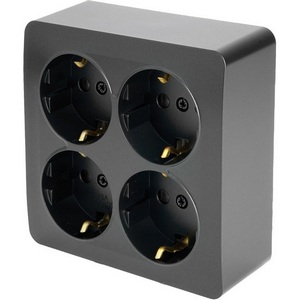 Изображение товара Розетка накладная 4-х местная с заземлением (черный матовый) Stekker София 49510