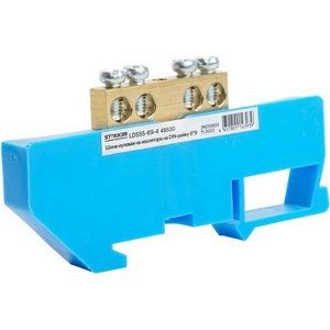 Изображение товара Шина нулевая на изоляторе на DIN-рейку 4 вывода (синий) Stekker 49530