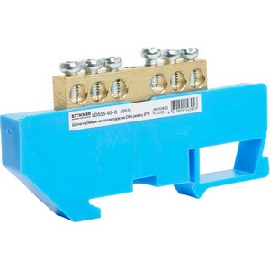 Изображение товара Шина нулевая на изоляторе на DIN-рейку 6 выводов (синий) Stekker 49531