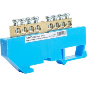 Изображение товара Шина нулевая на изоляторе на DIN-рейку 8 выводов (синий) Stekker 49532