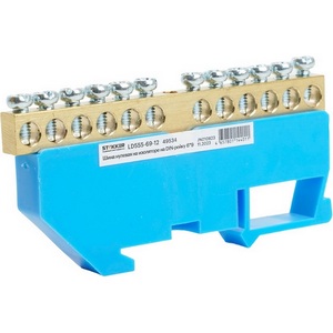 Изображение товара Шина нулевая на изоляторе на DIN-рейку 12 выводов (синий) Stekker 49534