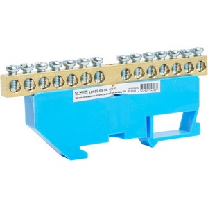 Изображение товара Шина нулевая на изоляторе на DIN-рейку 14 выводов (синий) Stekker 49535