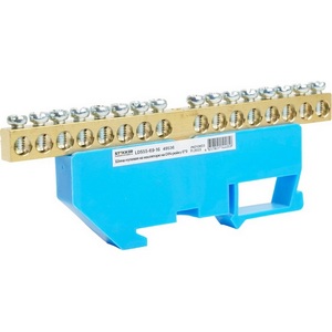 Изображение товара Шина нулевая на изоляторе на DIN-рейку 16 выводов (синий) Stekker 49536