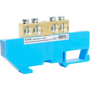 Изображение товара Шина нулевая на изоляторе на DIN-рейку 4 вывода (синий) Stekker 49537