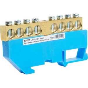Изображение товара Шина нулевая на изоляторе на DIN-рейку 8 выводов (синий) Stekker 49539