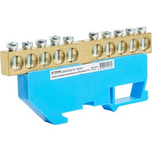 Изображение товара Шина нулевая на изоляторе на DIN-рейку 10 выводов (синий) Stekker 49540