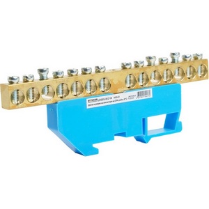Изображение товара Шина нулевая на изоляторе на DIN-рейку 14 выводов (синий) Stekker 49542
