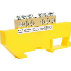 Изображение товара Шина заземления на изоляторе на DIN-рейку 6 выводов (желтый) Stekker 49545