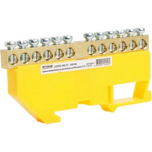 Изображение товара Шина заземления на изоляторе на DIN-рейку 12 выводов (желтый) Stekker 49548