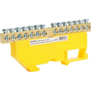 Изображение товара Шина заземления на изоляторе на DIN-рейку 14 выводов (желтый) Stekker 49549