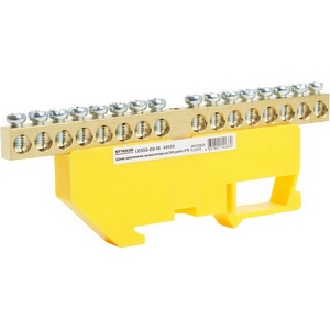Изображение товара Шина заземления на изоляторе на DIN-рейку 16 выводов (желтый) Stekker 49550