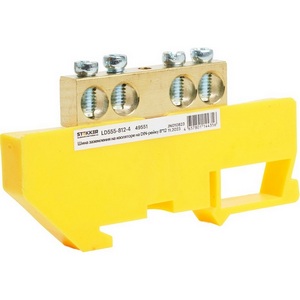 Изображение товара Шина заземления на изоляторе на DIN-рейку 4 вывода (желтый) Stekker 49551