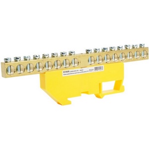 Изображение товара Шина заземления на изоляторе на DIN-рейку 16 выводов (желтый) Stekker 49557