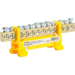 Изображение товара Шина заземления на изоляторе на DIN-рейку 12 выводов (желтый) Stekker 49564