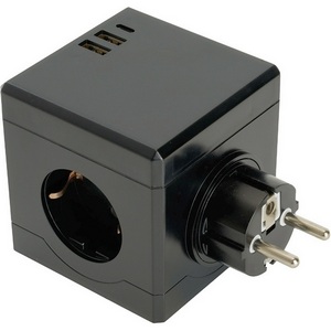 Изображение товара Разветвитель на 3 гнезда с заземлением (черный) Stekker 49658