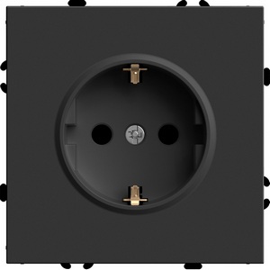 Изображение товара Розетка с заземлением и шторками (черный уголь, soft touch) Stekker Эмили 49854