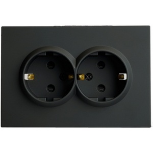 Изображение товара Розетка встраиваемая двойная с заземлением и шторками (черный) Stekker Эмили 49856