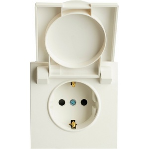 Изображение товара Розетка встраиваемая с заземлением и защитной крышкой (белый) IP42 Stekker Эмили 49881