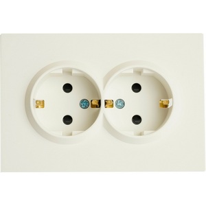 Изображение товара Розетка встраиваемая двойная с заземлением и шторками (белый) Stekker Эмили 49882